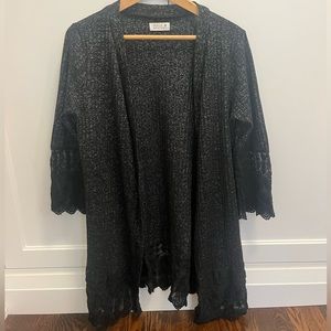 Molly Bracken Black elegant Cardigan with lace trim